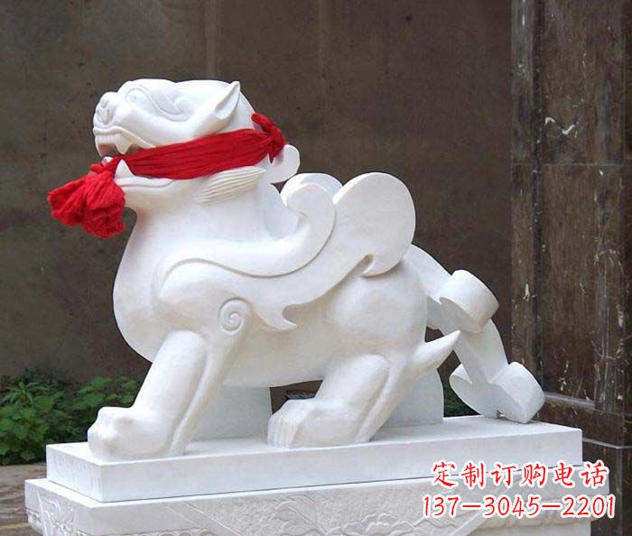 辽阳招财神兽汉白玉貔貅石雕
