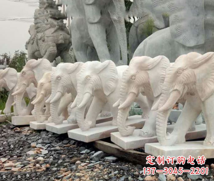 辽阳招财晚霞红大象石雕 (3)