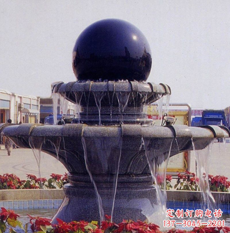 辽阳中国黑双层风水球喷泉石雕