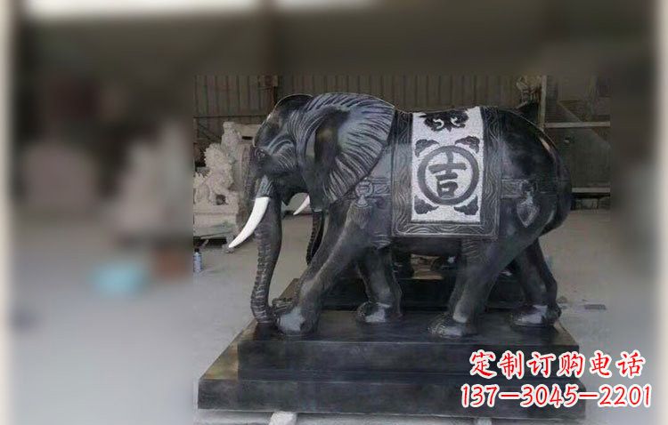 辽阳中国黑石材大象雕塑