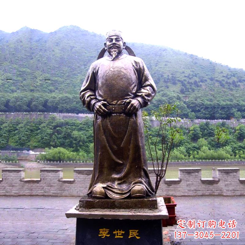 辽阳中国历史名人唐初著名帝王李世民铸铜雕像
