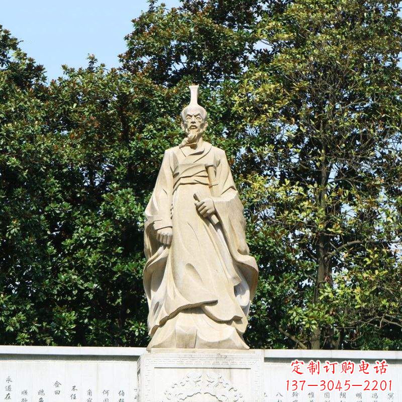 辽阳中国名人战国时期楚国诗人屈原砂岩石雕像