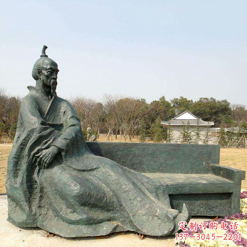 辽阳中国明末清初知名画家八大山人（朱耷）雕塑塑像-公园历史名人铜雕像