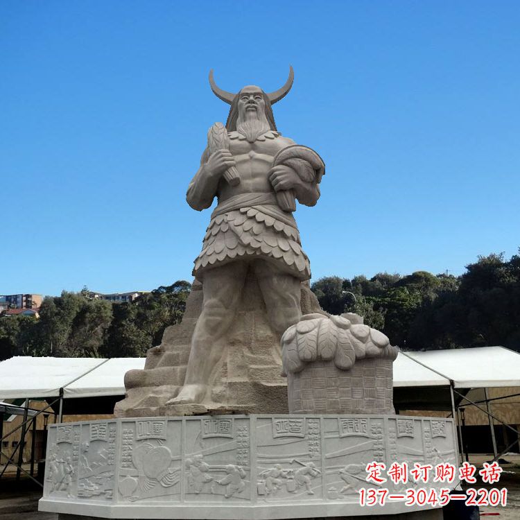 辽阳中国上古人物人文初祖汉白玉神农雕像