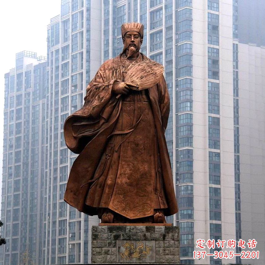 辽阳诸葛亮城市景观铜雕像-中国古代著名人物三国谋士卧龙先生雕塑