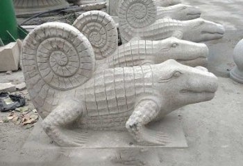 辽阳园林水池水景鳄鱼砂岩喷水雕塑