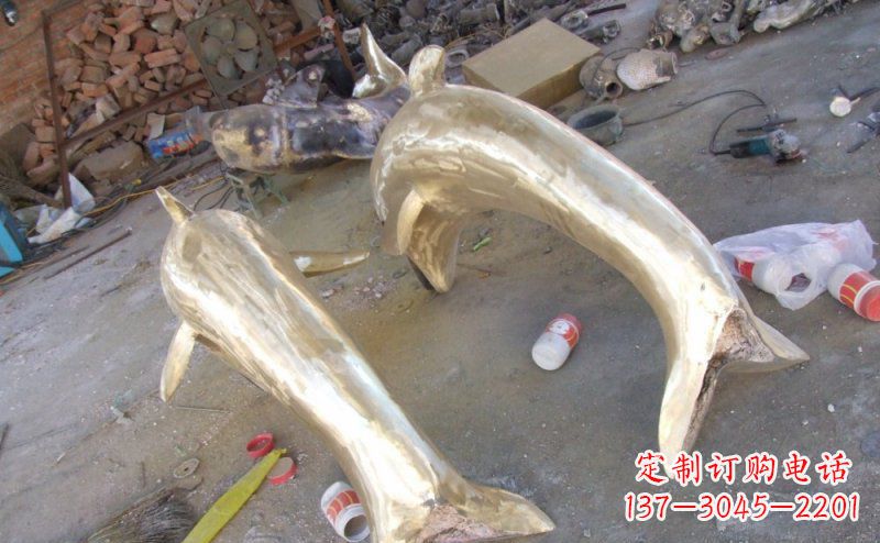 辽阳铸铜海豚公园动物铜雕