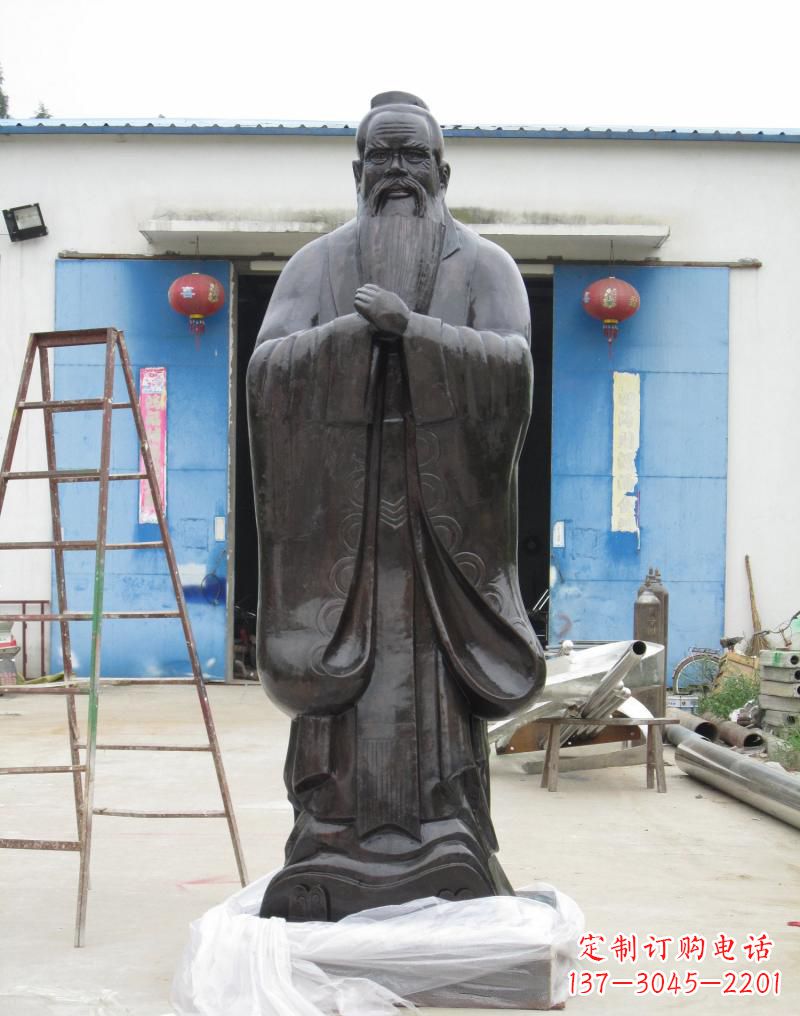 辽阳铸铜孔子摆件