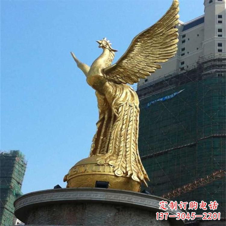 辽阳铸铜鎏金凤凰景观雕塑-城市园林