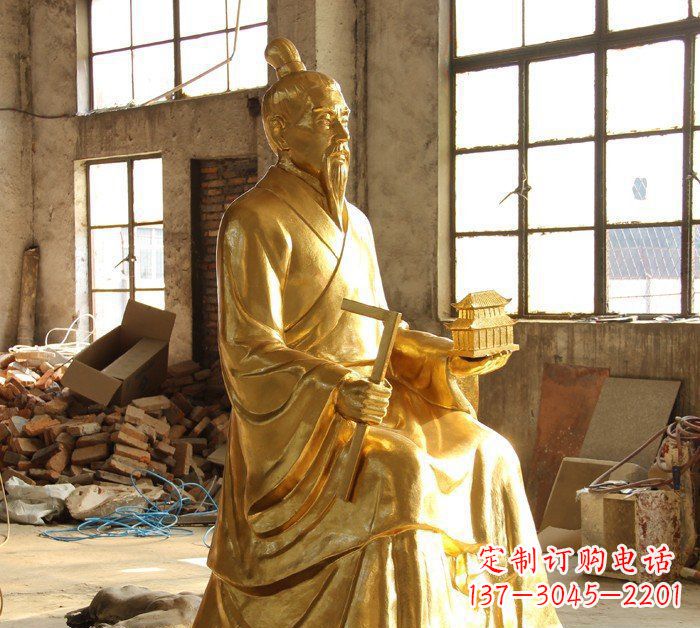 辽阳铸铜鲁班古代人物铜雕