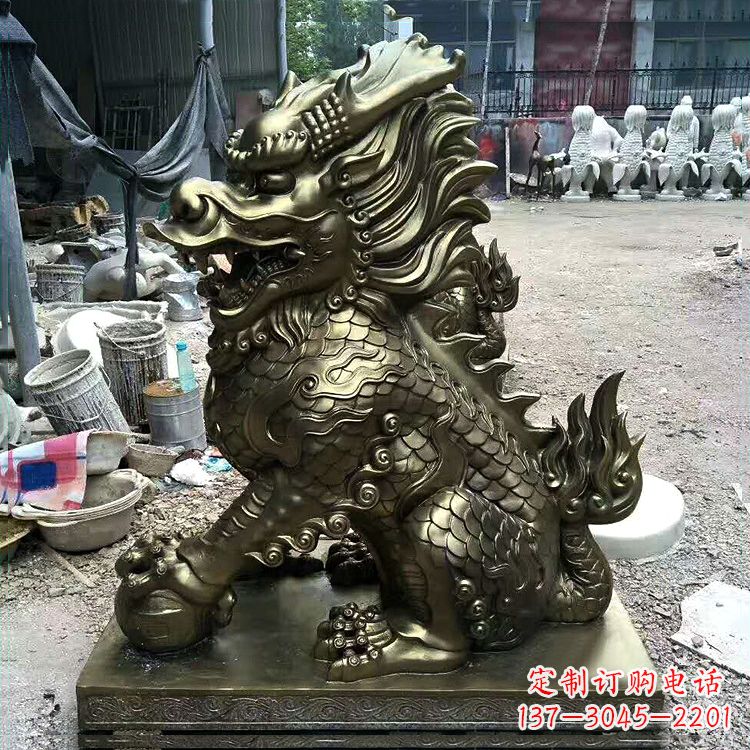 辽阳铸铜麒麟雕塑