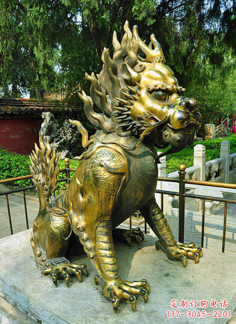 辽阳铸铜麒麟神兽铜雕