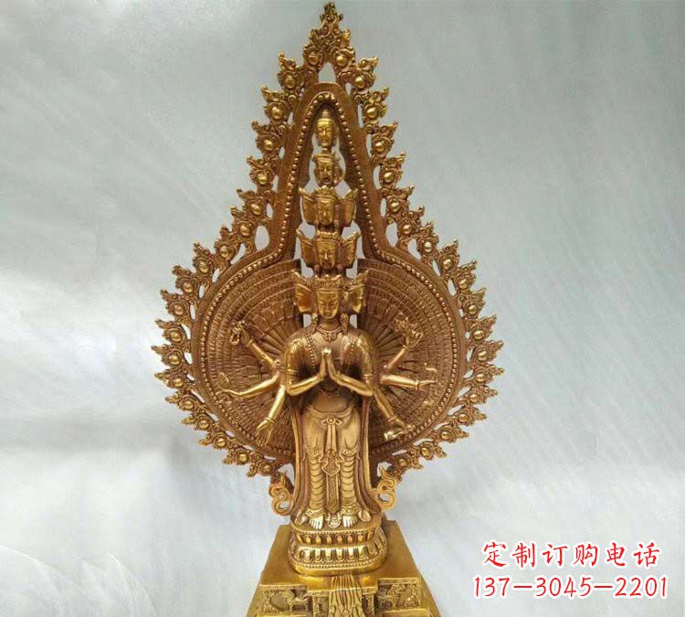 辽阳铸铜千手观音寺庙佛像
