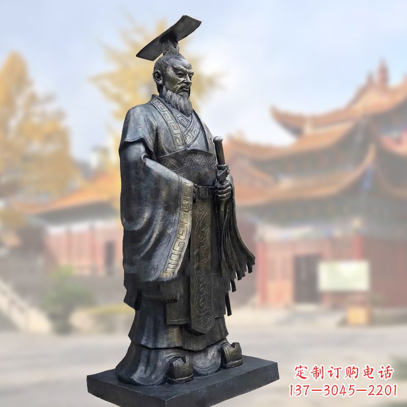 辽阳铸铜秦始皇铜雕塑像