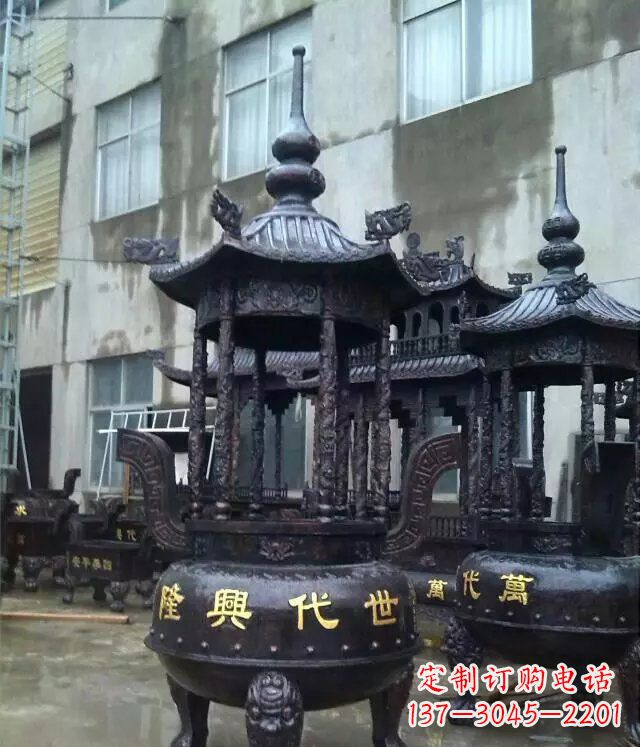 辽阳铸铜寺庙香炉铜雕 (3)