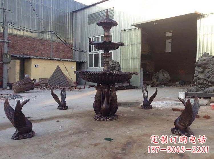 辽阳铸铜天鹅喷泉雕塑
