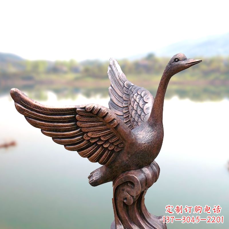 辽阳铸铜天鹅景观摆件