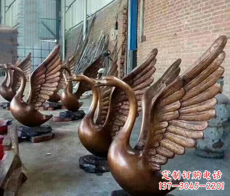 辽阳铸铜天鹅喷水动物喷泉雕塑