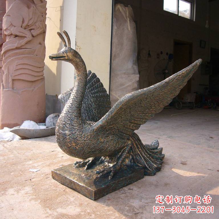 辽阳铸铜天之四灵朱雀雕塑摆件