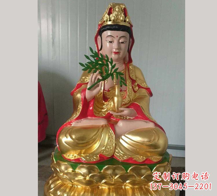 辽阳铸铜贴金杨柳观音雕塑