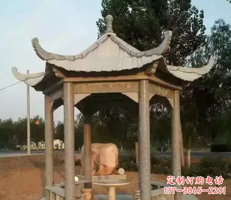 辽阳公园景观大理石六角石雕凉亭