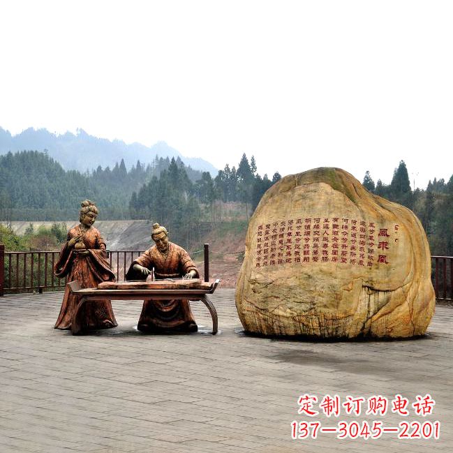 辽阳卓文君与司马相如凤求凰公园景观雕塑-历史典故人物情景雕塑