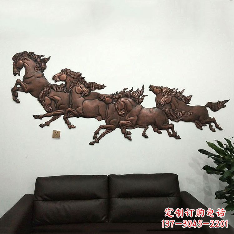 辽阳紫铜马儿浮雕装饰画