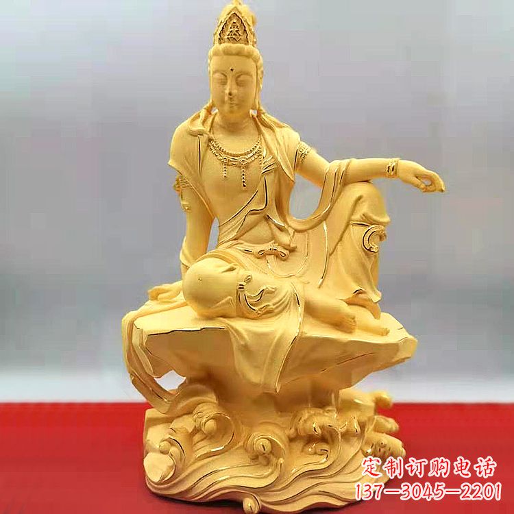辽阳自在观音纯铜镀金雕塑