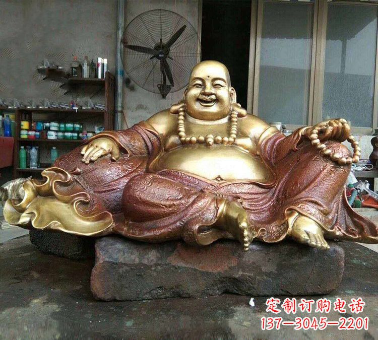 辽阳宗教供奉坐式弥勒佛铜雕