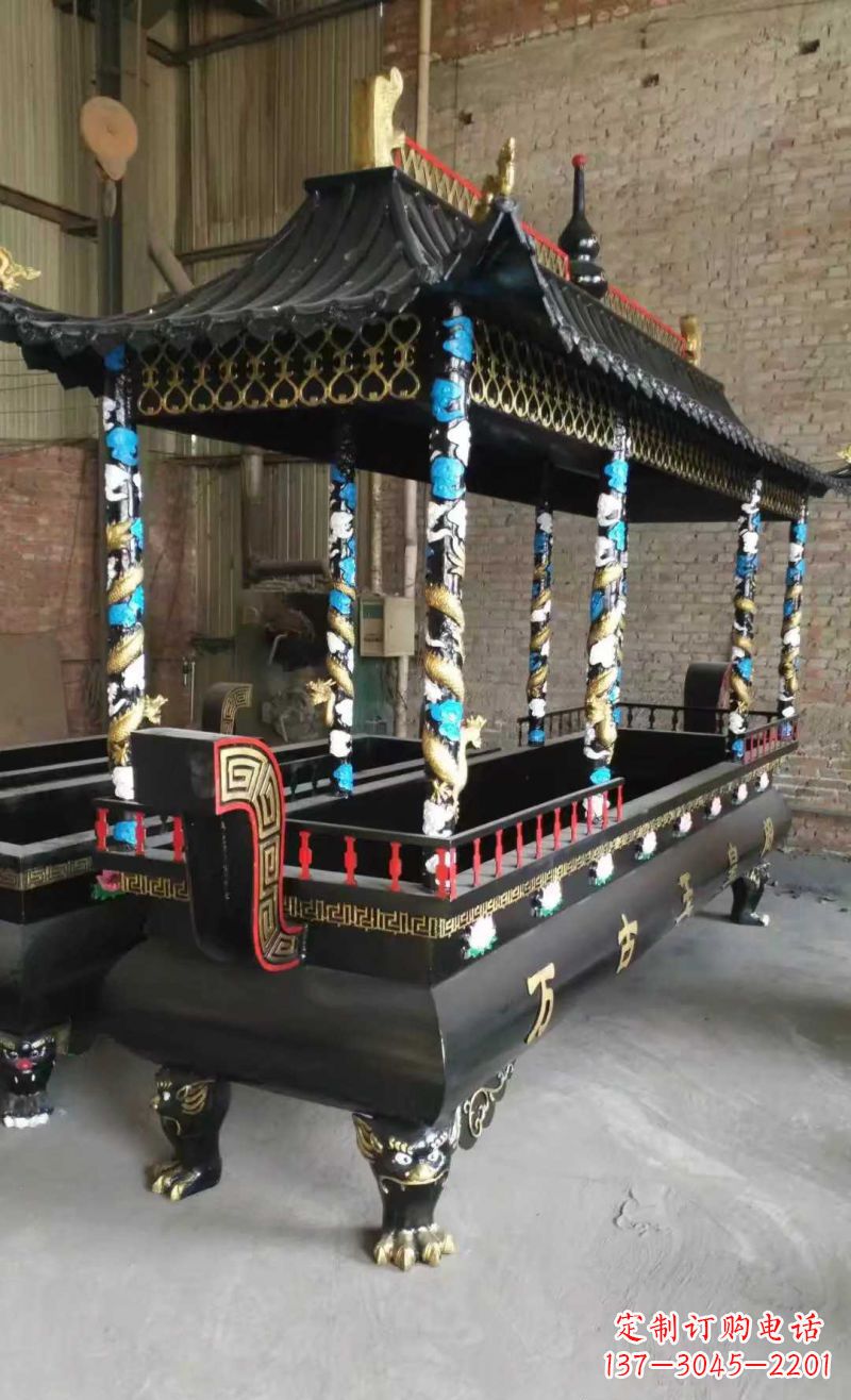 辽阳宗教庙宇方形香炉铜雕