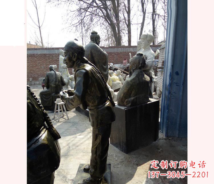 辽阳作揖的店小二铜雕