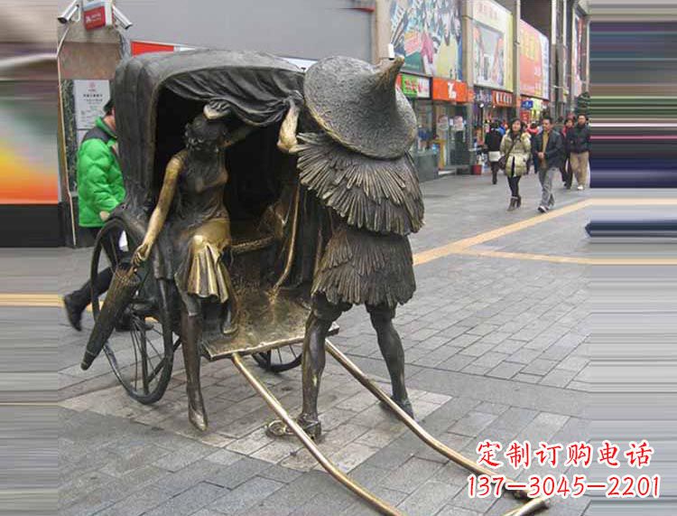 辽阳坐黄包车的女人铜雕