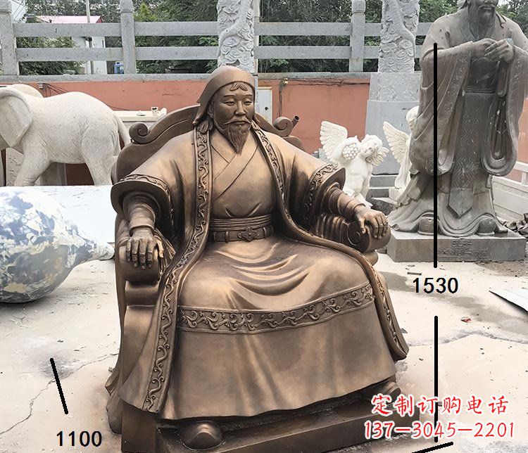 辽阳坐式成吉思汗铜雕 (2)