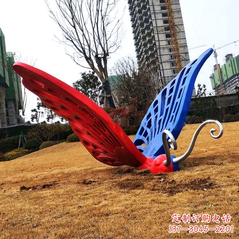 辽阳蝴蝶雕塑-不锈钢彩绘门口蝴蝶雕塑