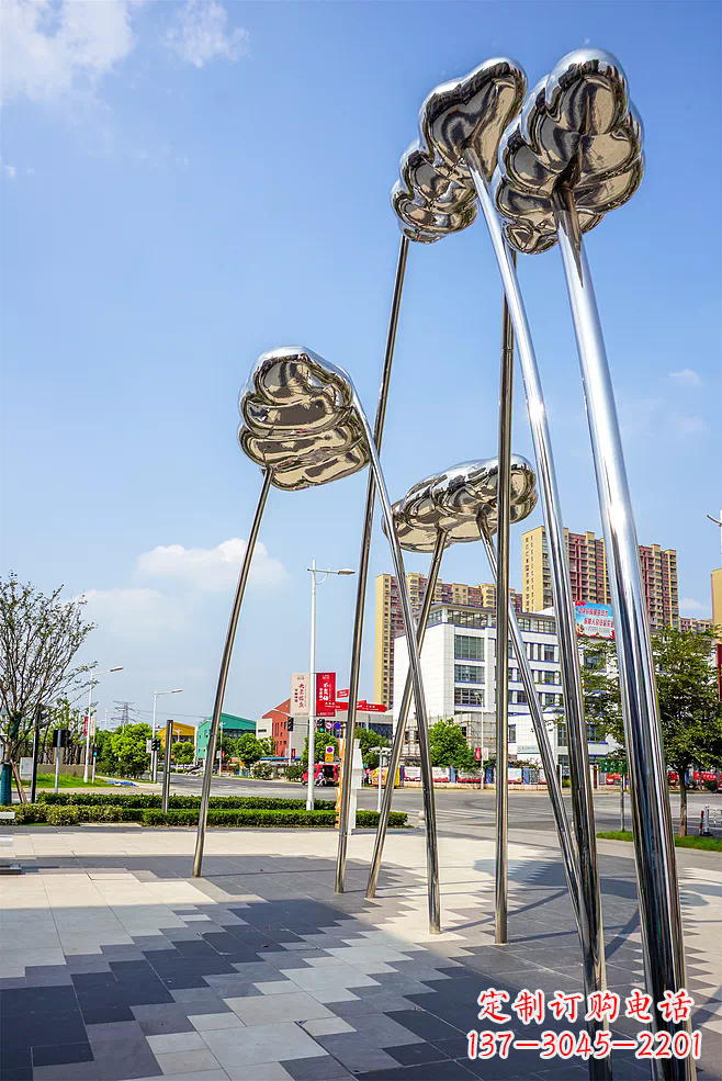 辽阳荷叶雕塑-广场不锈钢抽象艺术荷叶雕塑